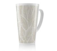 Benjamin Tate Design Beige Leaves Designer Latte Mug, Stunning Designer Mug Fit For Any Home, Treat Yourself Or A Loved One