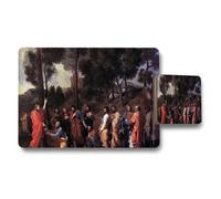 Benjamin Tate Design Biblical Scene Placemat And Coaster Set With Jesus Teaching Artwork