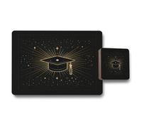 Benjamin Tate Design Black And Gold Placemats And Coasters Set Of 12 Prestige Collection Limited Edition With Wood Bottom