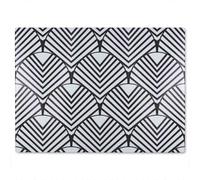 Benjamin Tate Design Black Geometric Decoration Glass Chopping Board in Natural Benjamin Tate Design Natural