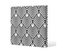 Benjamin Tate Design Black Geometric Decoration Slim Style Canvas Print 20X20Cm , 15mm Slim Real Wood.