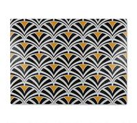Benjamin Tate Design Black & Gold Shells Geometric Glass Chopping Board in Natural Benjamin Tate Design Natural