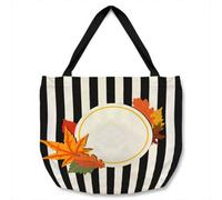 Benjamin Tate Design Black Stripes Autumn Leaves Tote Bat Designer Style