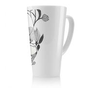 Benjamin Tate Design Black & White Flower Illustration Latte Mug, Stunning Designer Mug Fit For Any Home, Treat Yourself Or A Loved One