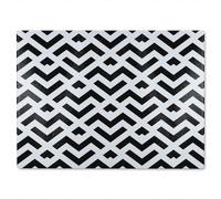 Benjamin Tate Design Black & White Geometric Glass Chopping Board in Natural Benjamin Tate Design Natural