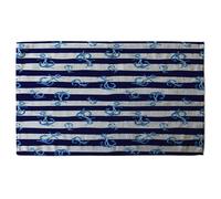 Benjamin Tate Design Blue Anchors on Navy Striped Background (Bath Towel)