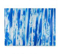 Benjamin Tate Design Blue Paint Strokes Glass Chopping Board