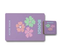 Benjamin Tate Design Bondi Beach 12 Piece Placemat And Coaster Set With Designer Artwork And Wood Bottom Exclusive Collection