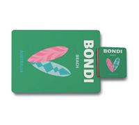 Benjamin Tate Design Bondi Beach Placemat And Coaster Set With Wood Bottom Designer Artwork Limited Edition