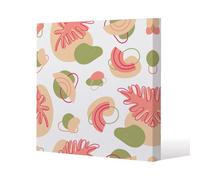 Benjamin Tate Design Botanical Elements With Line Art Slim Style Canvas Print 20X20Cm , 15mm Slim Real Wood.