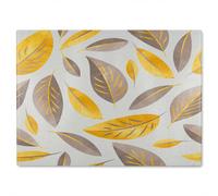 Benjamin Tate Design Botanical Gold And Purple Leaf Glass Chopping Boarddesigner Style