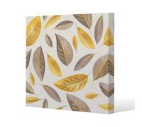 Benjamin Tate Design Botanical Gold And Purple Leaf Slim Style Canvas Print 20X20Cm , 15mm Slim Real Wood.