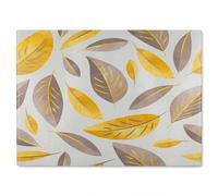 Benjamin Tate Design Botanical Gold & Purple Leaf Glass Chopping Board in Natural Benjamin Tate Design Natural