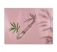 Benjamin Tate Design Botanical Leaf On Pink Designer Glass Chopping Board Designer Style