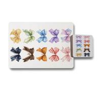 Benjamin Tate Design Bow Ribbon Print Designer Placemat And Coaster Set From The Art Collection, 12 Pieces