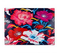 Benjamin Tate Design Bright Flowers On Dark Glass Chopping Board