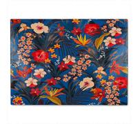 Benjamin Tate Design Bright Red & Orange Tropical Flowers & Plants Glass Chopping Boarddesigner Style