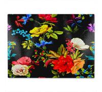 Benjamin Tate Design Bright Vibrant Flowers Glass Chopping Board