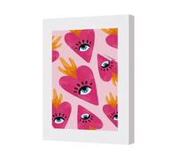 Benjamin Tate Design British Made Contemporary Pink Heart Canvas Art Print With Blue Eyes