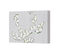 Benjamin Tate Design Butterfly Canvas Wall Art White And Green Accents For Living Room