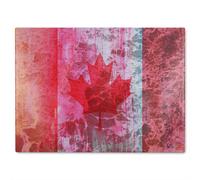 Benjamin Tate Design Canada Flag Glass Chopping Board in Natural Benjamin Tate Design Natural