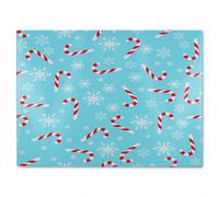 Benjamin Tate Design Candy Canes & Snowflakes Dining Glass Chopping Board in Natural Benjamin Tate Design Natural
