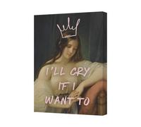 Benjamin Tate Design Canvas Print Wall Art I'll Cry If I Want To Pink Crown Portrait