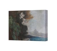 Benjamin Tate Design Canvas Wall Art Seascape Landscape Coastal Cliff And Trees