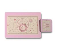 Benjamin Tate Design Celestial Sun Placemat Coaster Set Wood Base Designer Artwork Exclusive Limited Edition Twelve Piece