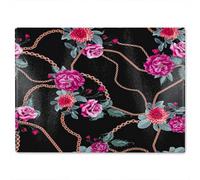 Benjamin Tate Design Chain And Flowers Pattern Glass Chopping Boarddesigner Style