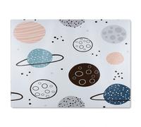 Benjamin Tate Design Child Hand Drawn Space Elements Glass Chopping Board in Natural Benjamin Tate Design Natural