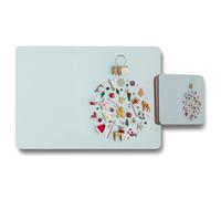 Benjamin Tate Design christmas objects laid out placemat coaster set in Natural Benjamin Tate Design Natural