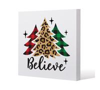 Benjamin Tate Design Christmas trees with leopard print (canvas) / 61 x 61 x 4cm in Natural | Size: 61 x 61 x 4 cm Benjamin Tate Design Natural 61 x 61 x 4 cm