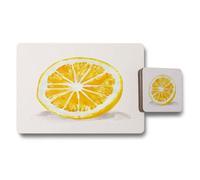 Benjamin Tate Design Citrus Slice Art Placemat Coaster Set Wood Base High End Print Collection Limited Run