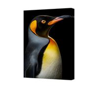 Benjamin Tate Design Close Up Penguin Portrait Canvas Wall Art Print On Black Background