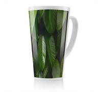 Benjamin Tate Design Closeup Of Beautiful Glossy Green Leaves Designer Latte Mug, Stunning Designer Mug Fit For Any Home, Treat Yourself Or A Loved One