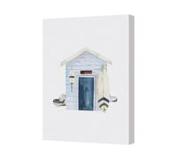 Benjamin Tate Design Coastal Beach Hut Canvas Wall Art With Surfboard Decor