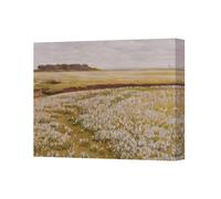 Benjamin Tate Design Coastal Field Of White Flowers Canvas Wall Art Print Handmade In United Kingdom