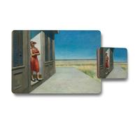 Benjamin Tate Design Coastal Scene Placemat And Coaster Set With Red Dress Woman Artwork