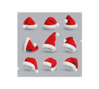 Benjamin Tate Design Collection Of Red Santa Claus Hats Dining Splash Back Designer Style