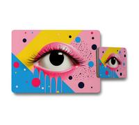 Benjamin Tate Design Colorful Eye Art Placemats And Coaster Set Abstract Neon Design