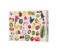 Benjamin Tate Design Colorful Fruit Themed Canvas Wall Art With Flamingo And Toucan