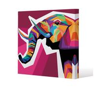 Benjamin Tate Design Colorful illustration of Elephant head in WPAP style (Canvas Print) / 46 x 46 x 4cm in Natural | Size: 46 x 46 x 4 cm Benjamin Tate Design Natural 46 x 46 x 4 cm