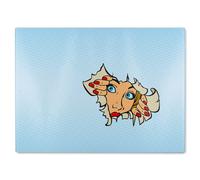 Benjamin Tate Design Comic cartoon pop art retro Designer Glass Chopping Board in Natural Benjamin Tate Design Natural