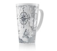 Benjamin Tate Design Compass & Map Latte Mug in Natural | Size: 100 cm Benjamin Tate Design Natural 100 cm
