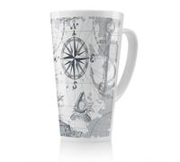 Benjamin Tate Design Compass & Map Latte Mug, Stunning Designer Mug Fit For Any Home, Treat Yourself Or A Loved One
