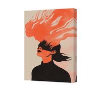 Benjamin Tate Design Contemporary Abstract Canvas Art Print Woman With Fiery Orange Hair Framed