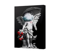 Benjamin Tate Design Contemporary Angel Graffiti Canvas Art Print With Wings And Umbrella