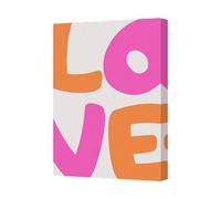 Benjamin Tate Design Contemporary Canvas Art Print Love Word In Bright Pink And Orange Made In Uk