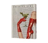 Benjamin Tate Design Contemporary Canvas Wall Art Print Uk Made With Red Boots Martini Glass
